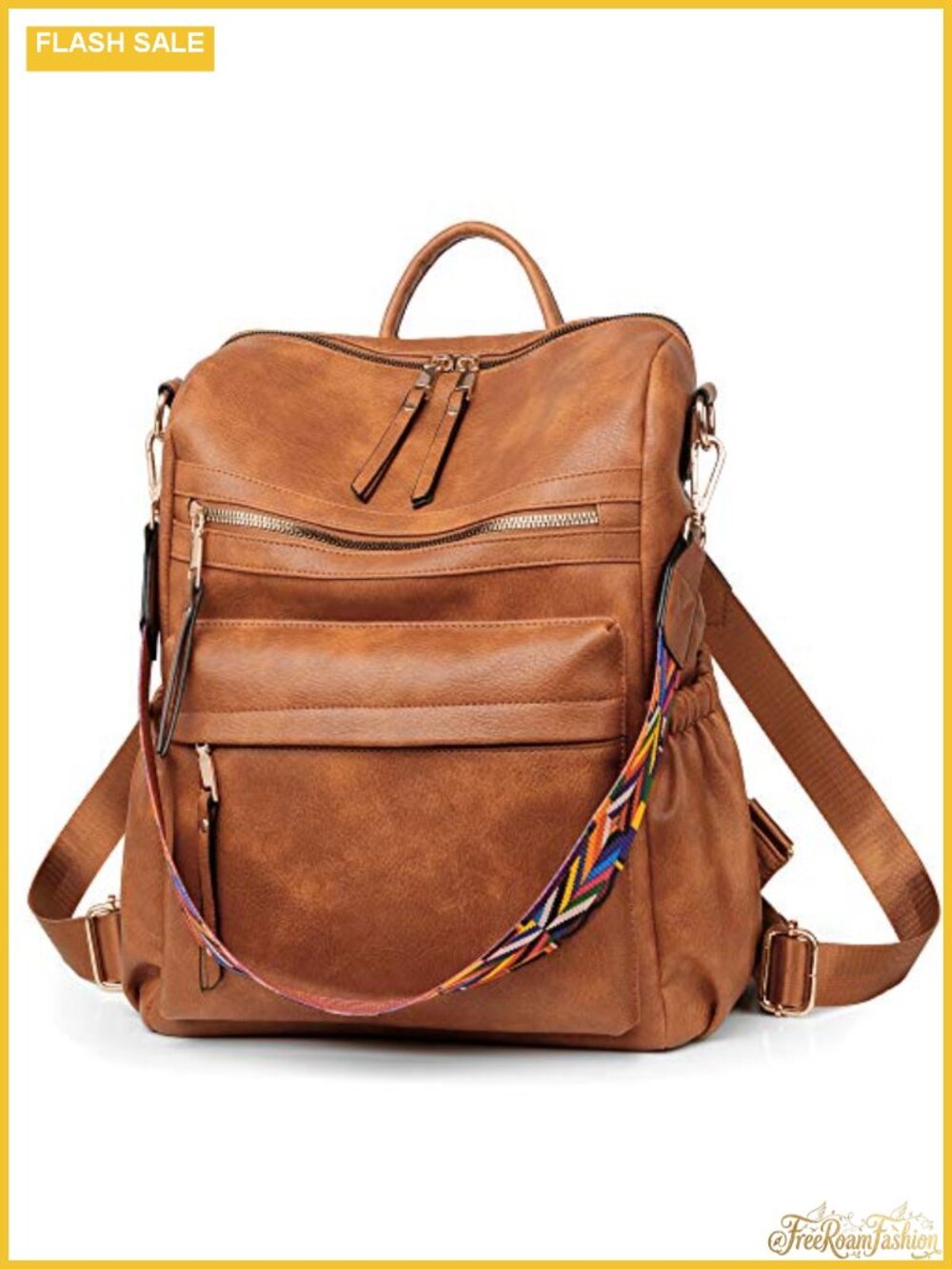 Women's Leather Backpack Purse, Faux Leather Travel Laptop Bag, Multi-Pocket